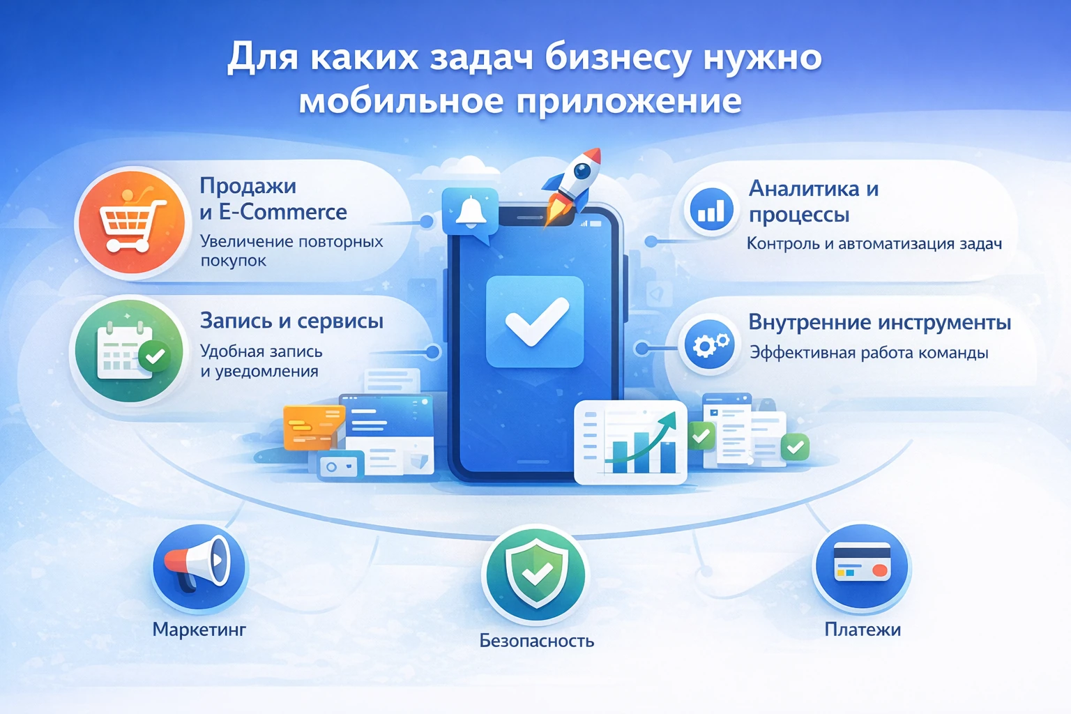Для каких задач бизнесу нужно мобильное приложение